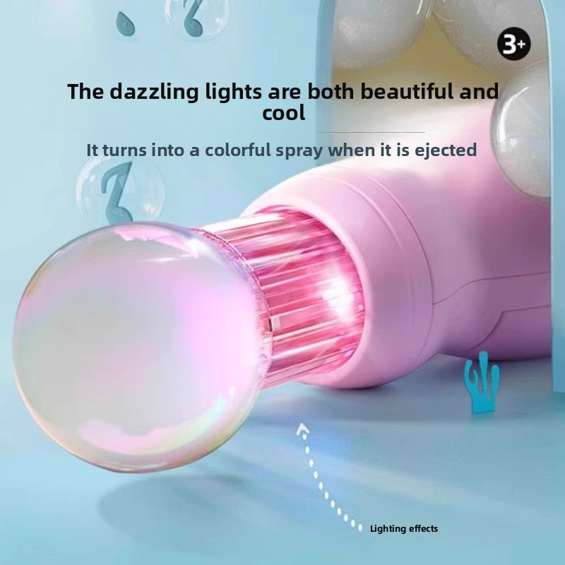 Rechargeable Smoke Bubble Gun Toy with Light Effects for Kids