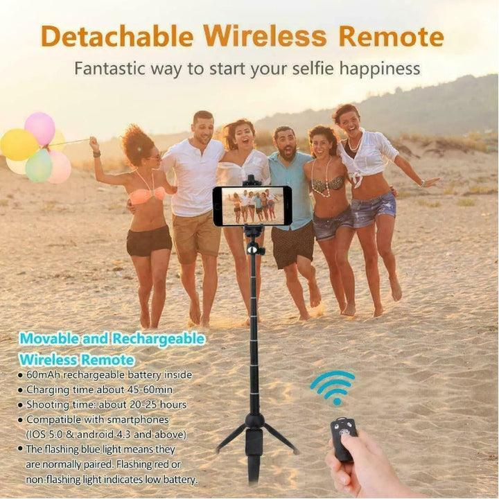 Selfie stick tripod used for group photo shot