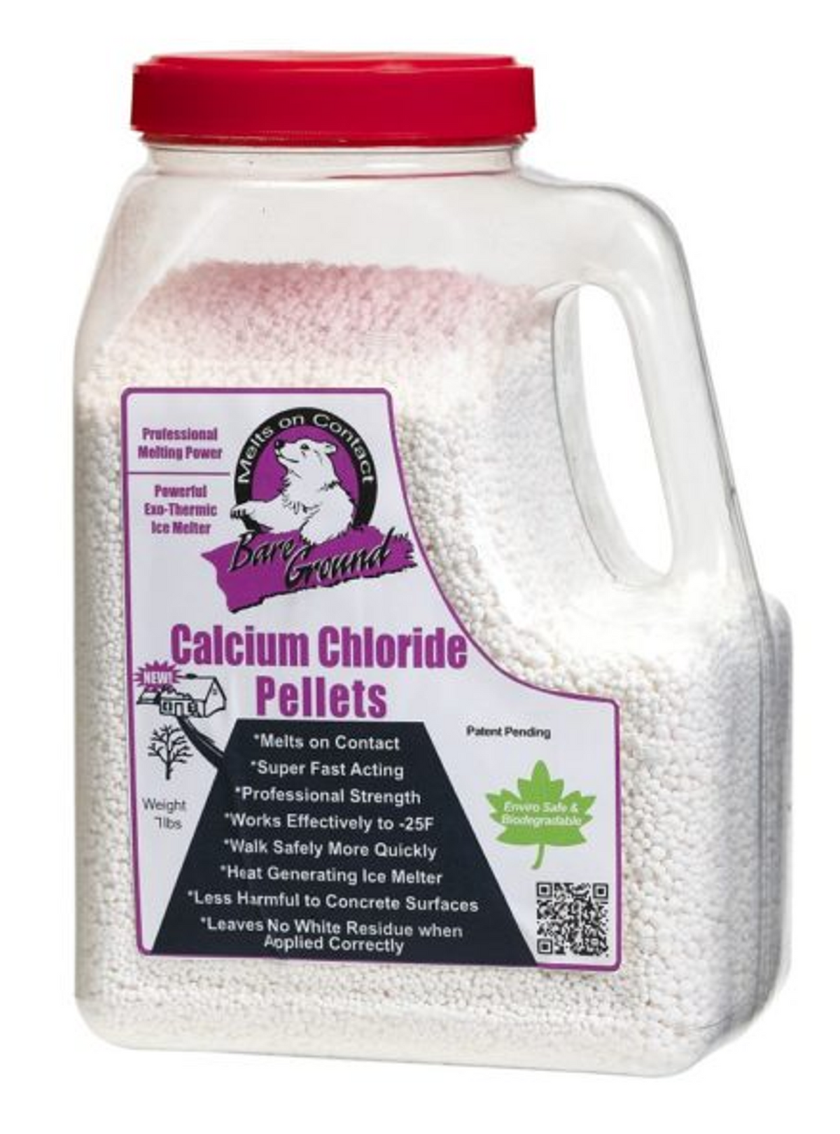 Bare Ground Calcium Chloride Ice Melt Pellets, 7 lb Jug