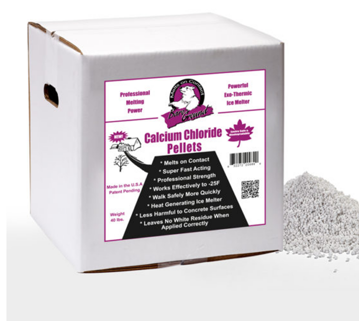 Bare Ground Coated Granular Ice Melt with Calcium Chloride, 40 lb Box