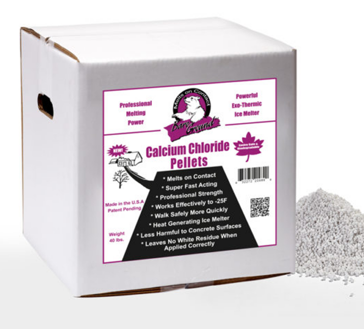 Bare Ground Calcium Chloride Pellets, 40 lb Box
