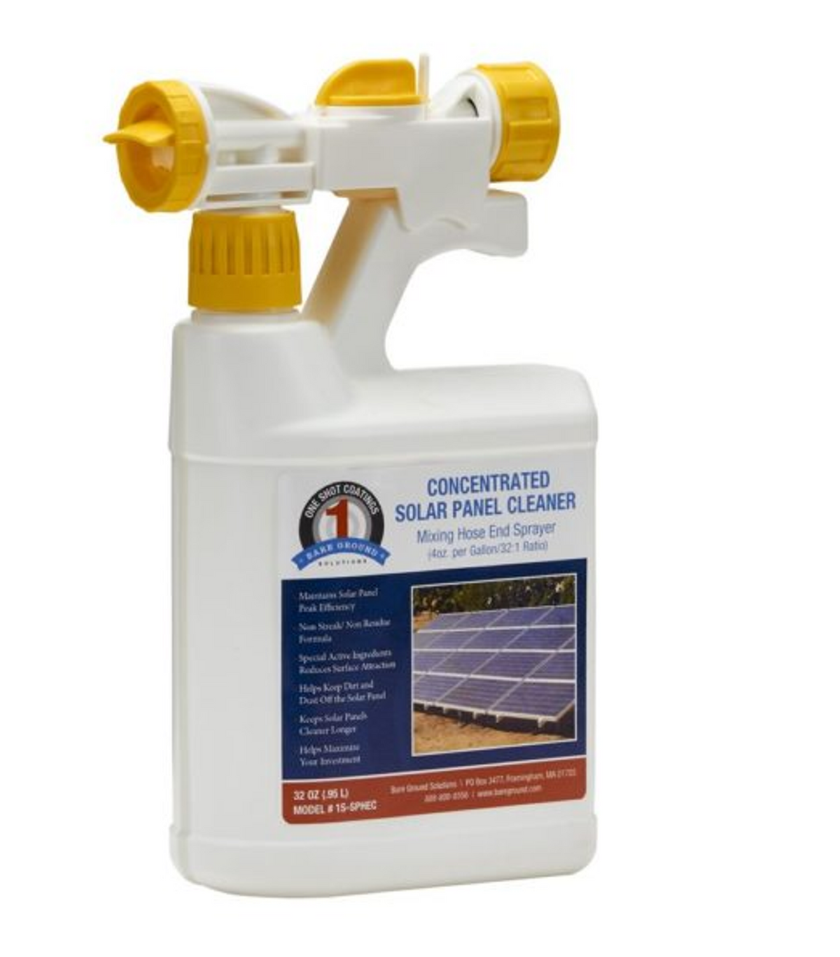 1 Shot Concentrated Solar Panel Cleaner with Hose-End Sprayer, 32 oz
