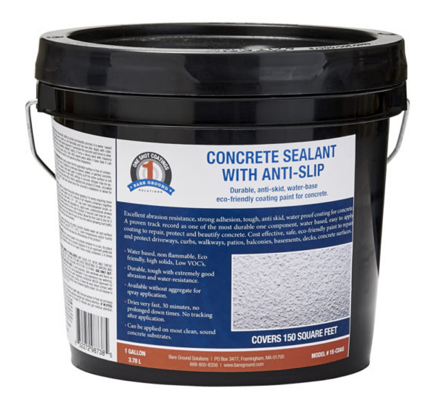 1 Shot Clear Concrete Sealant with Anti-Slip, 1 Gallon