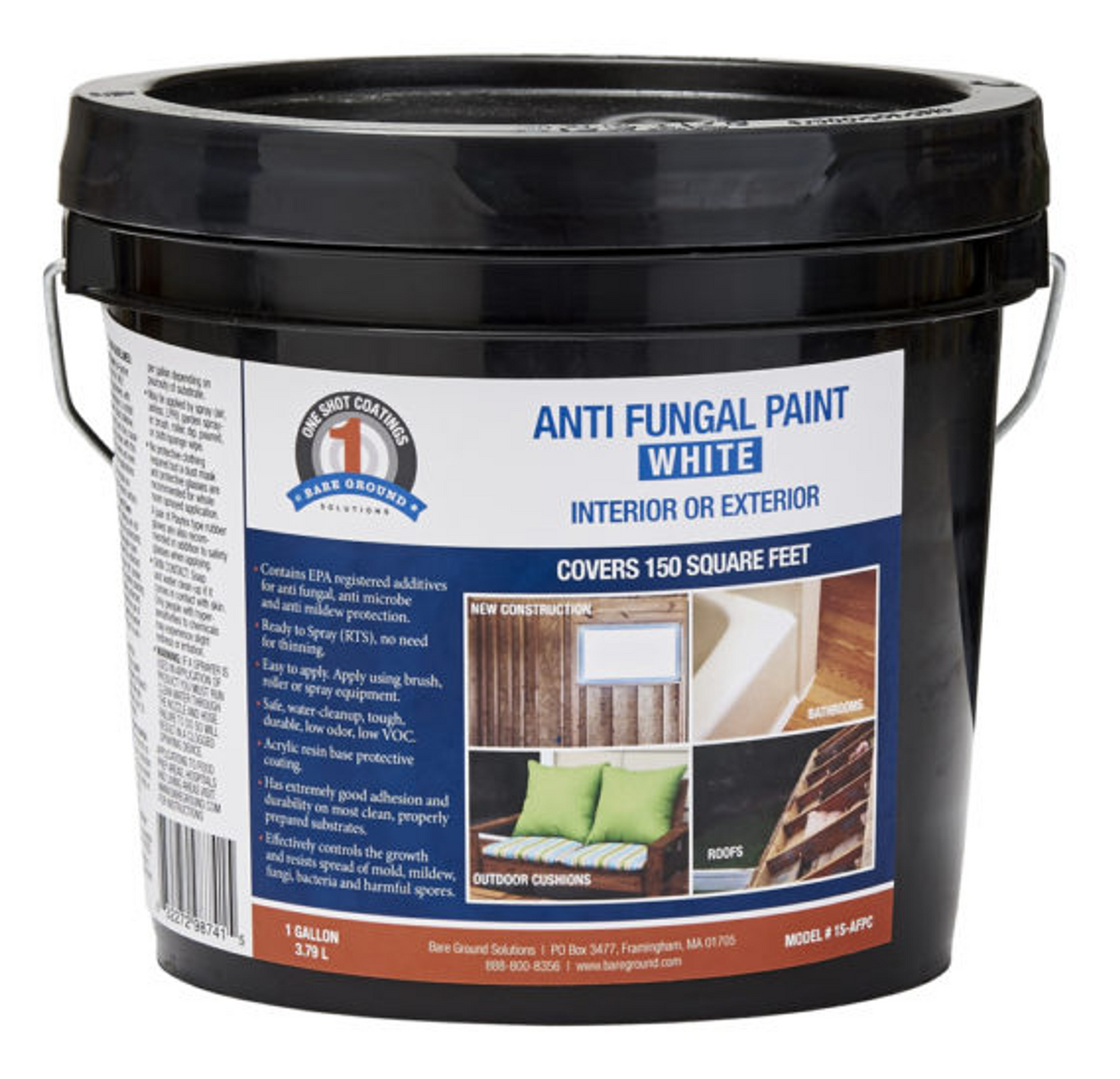 Bare Ground 1 Shot Anti-Fungal Paint, White (1 Gallon)