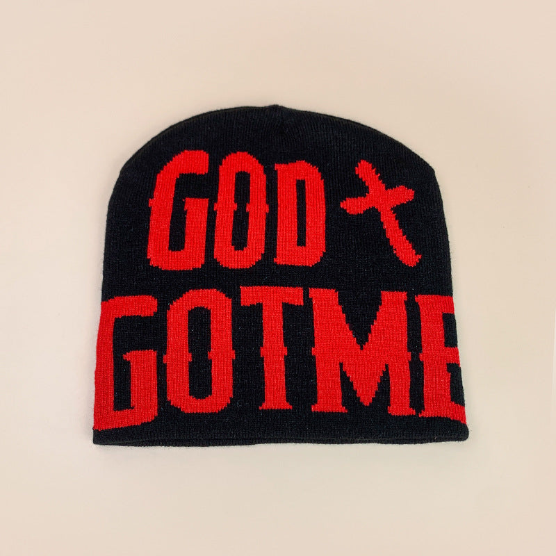 Letter Color Block Knit Beanie Hat Unisex Hip Hop Skull Cap