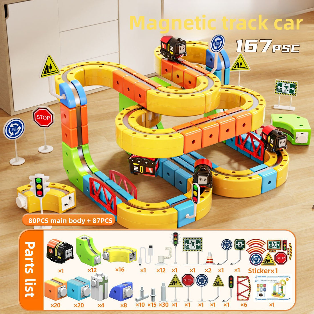 Magnetic tile train track building set with electric train, photo 8