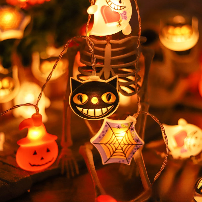 LED Halloween String Lights Pumpkin Ghost Spider Decorative Lighting