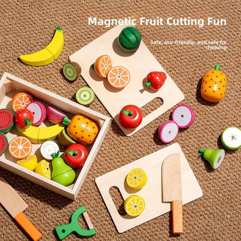 Wooden Magnetic Food Cutting Play Set for Kids