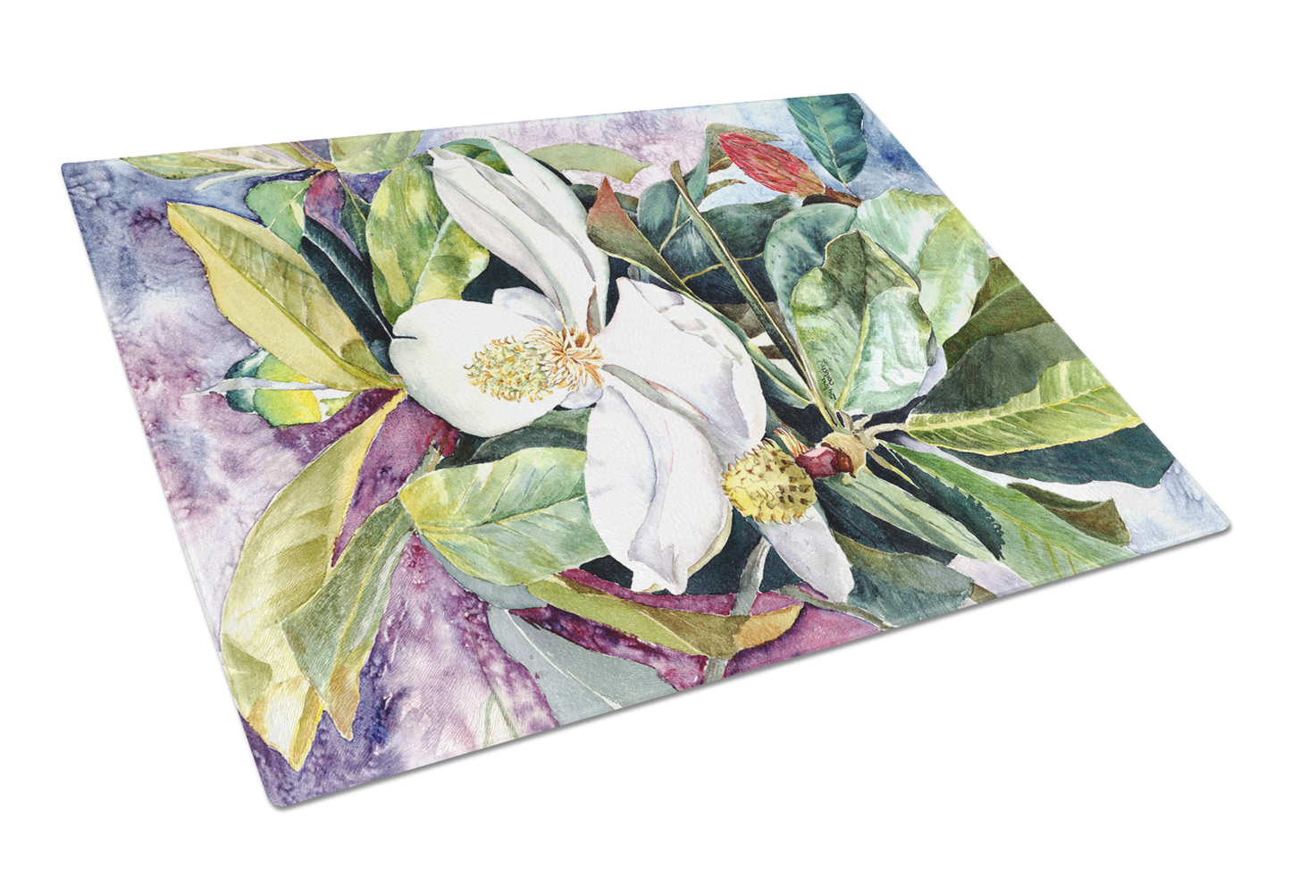 Flower Art Tempered Glass Cutting Board, Large 12 x 15