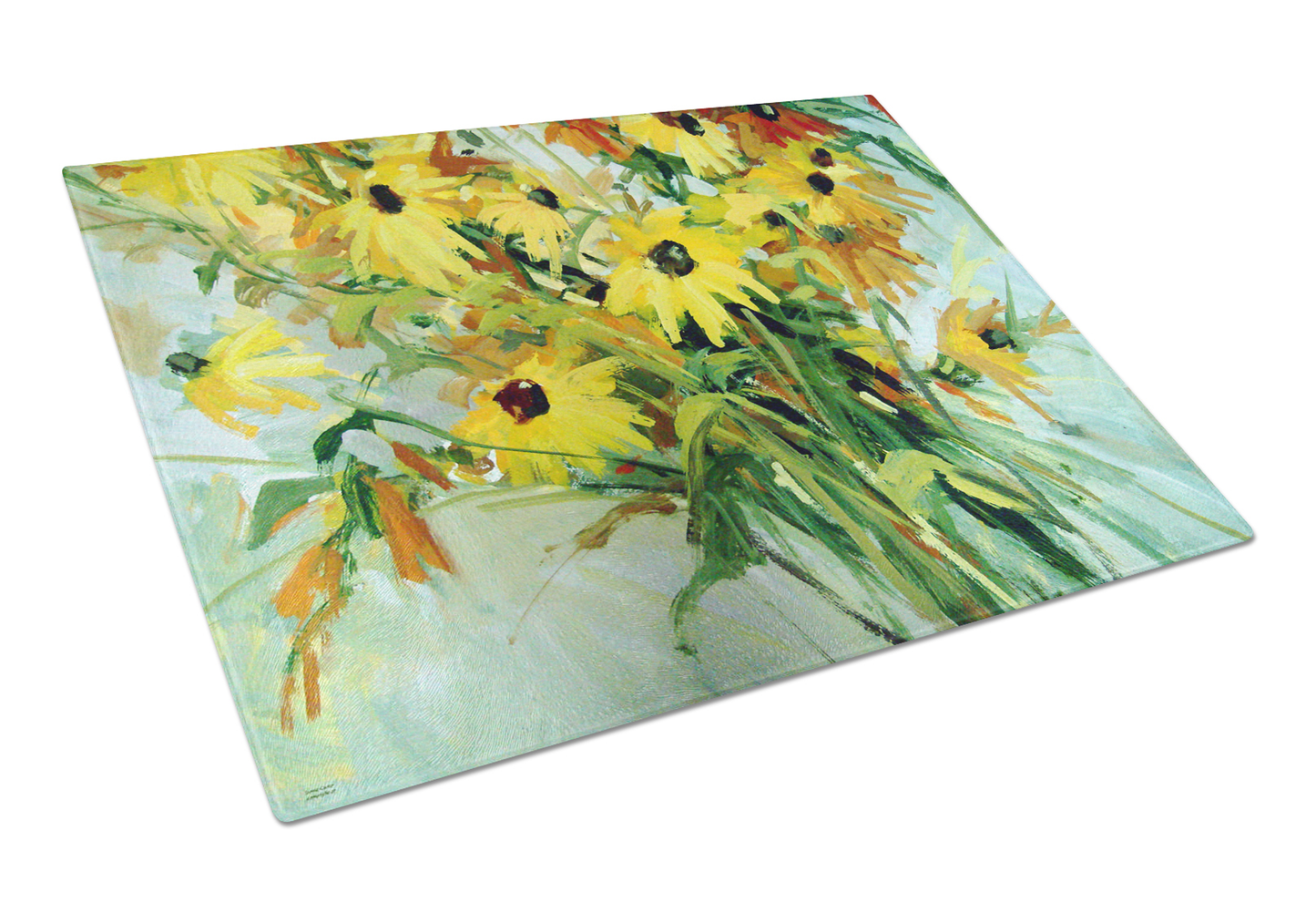 Flower Art Tempered Glass Cutting Board, Large 12 x 15