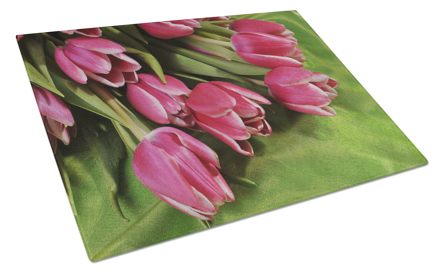 Flower Art Tempered Glass Cutting Board, Large 12 x 15