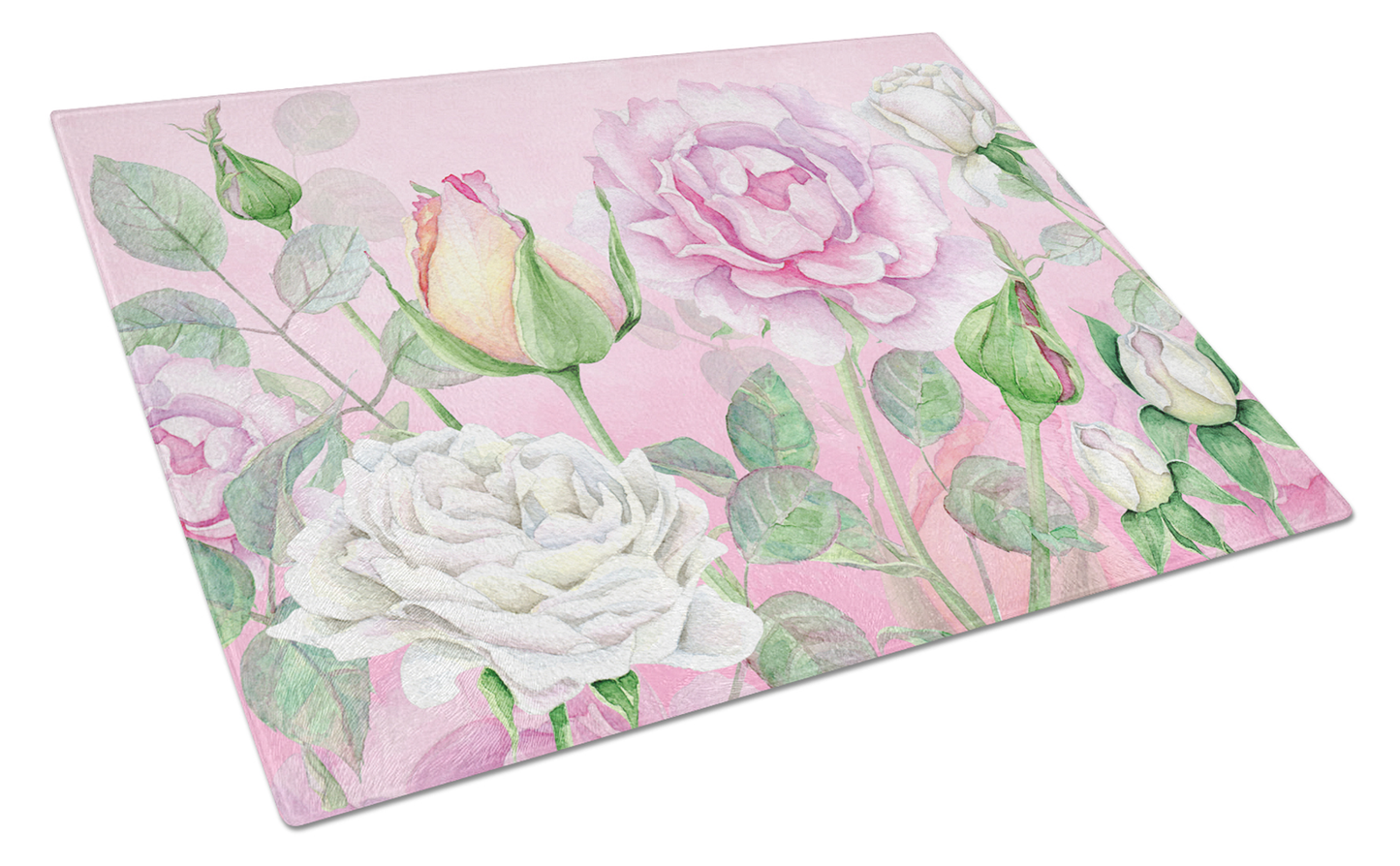 Flower Art Tempered Glass Cutting Board, Large 12 x 15