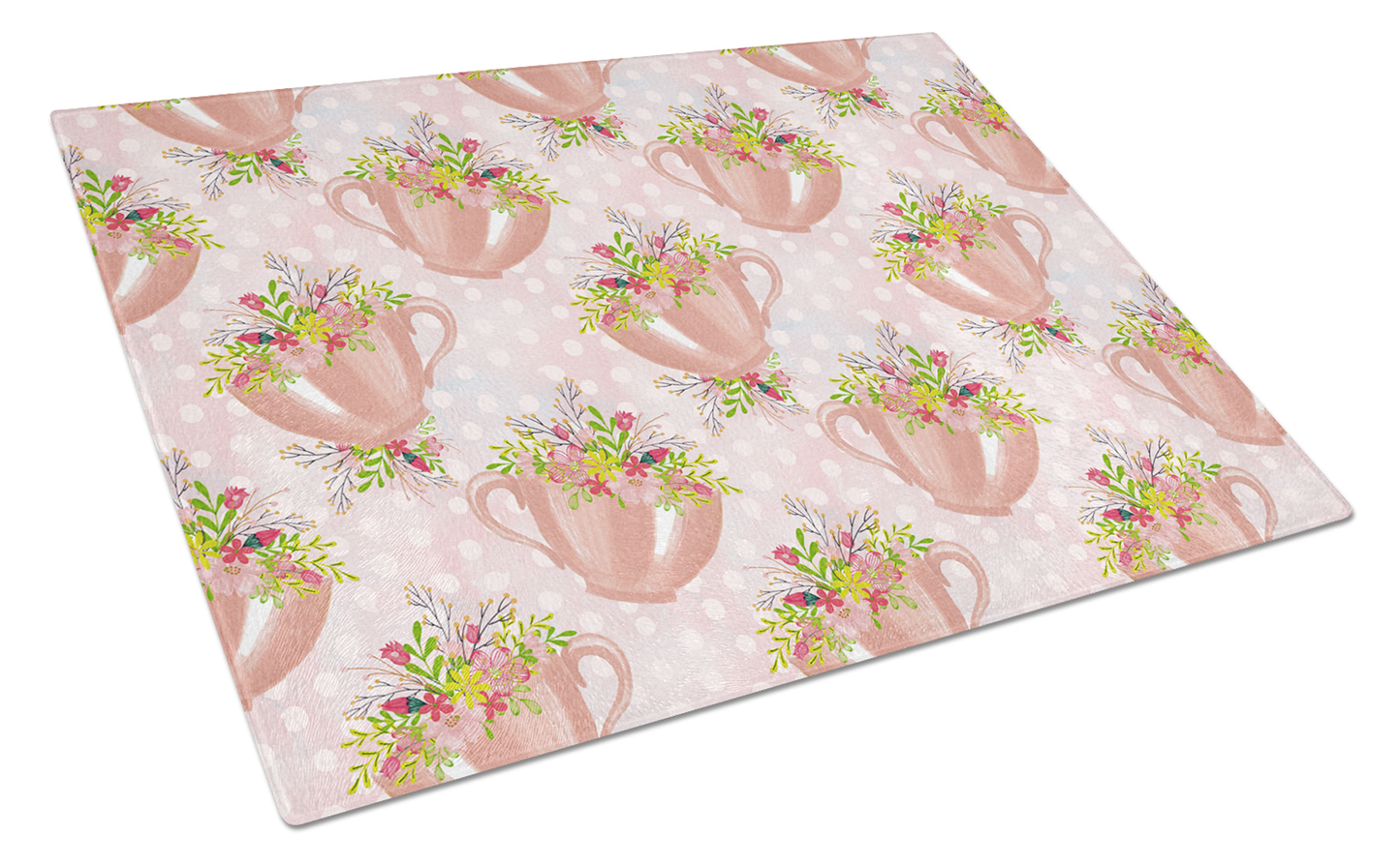 Flower Art Tempered Glass Cutting Board, Large 12 x 15