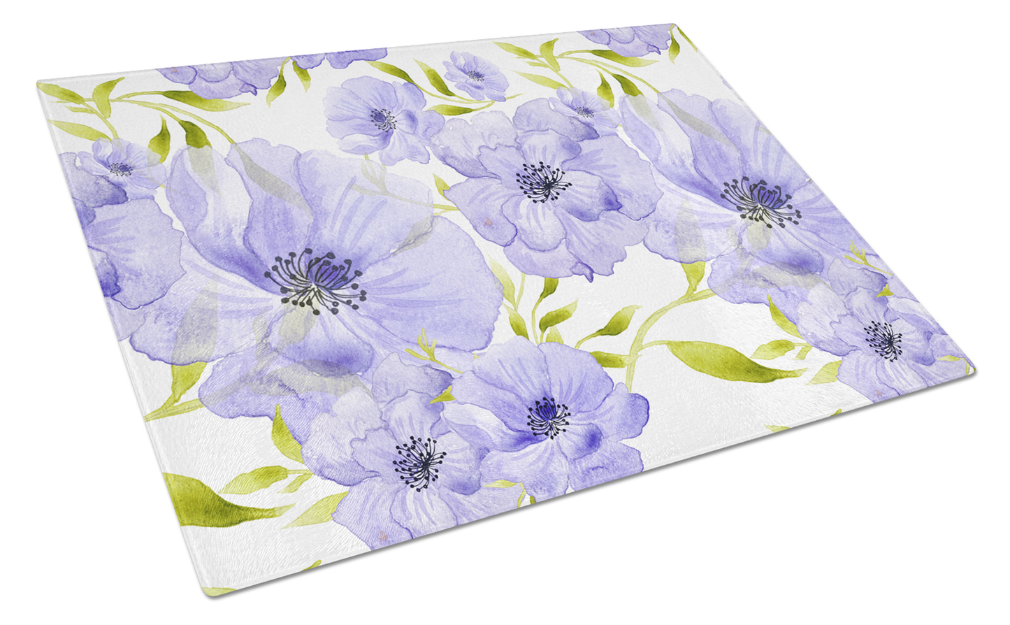 Flower Art Tempered Glass Cutting Board, Large 12 x 15