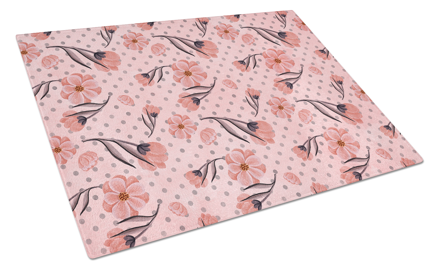 Flower Art Tempered Glass Cutting Board, Large 12 x 15