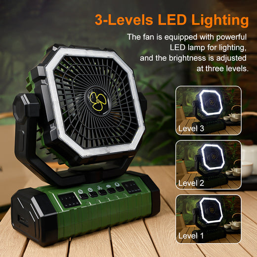 Portable Camping Fan with LED Light
