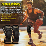 Copper knee pad worn during basketball