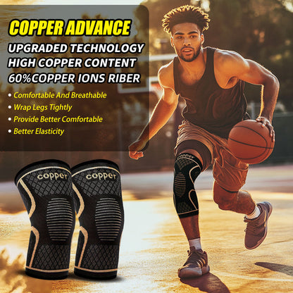 Copper Knee Pads Shock Absorbing Sports Support Pair