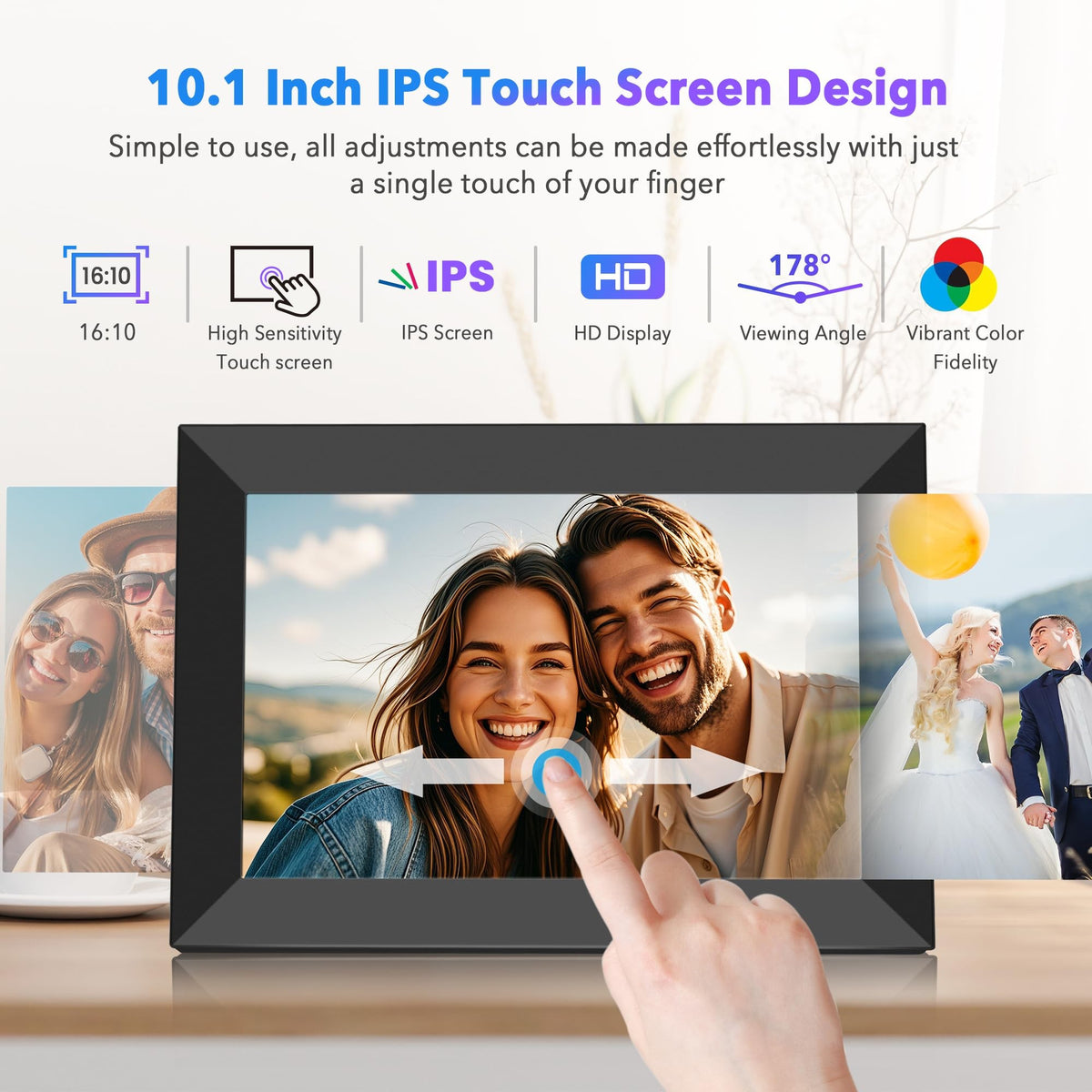 10.1 Inch Wireless Digital Photo Frame with Touch Screen