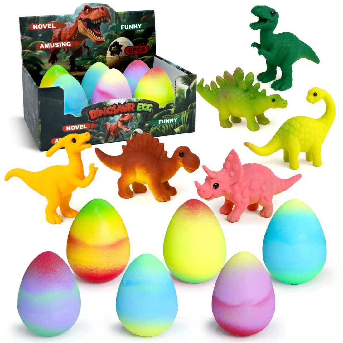Water expanding egg toys, cartoon dinosaur 6pcs