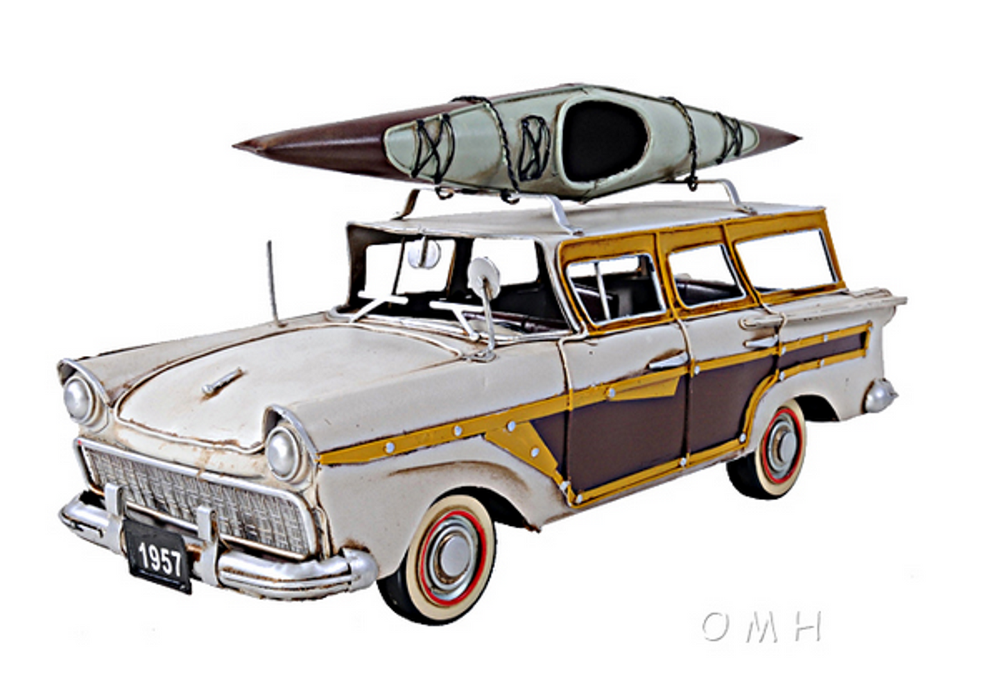 1957 Ford Country Squire Woody Wagon Model with Kayak