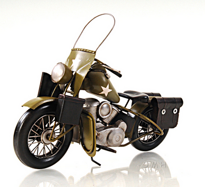 1942 U.S. Army Motorcycle Model, Yellow - 1:12 Scale