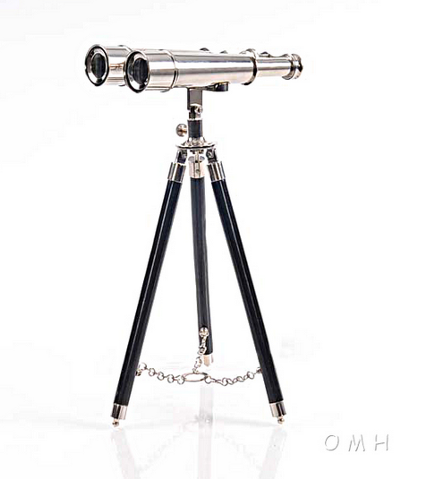Silver Brass Binoculars with Display Stand