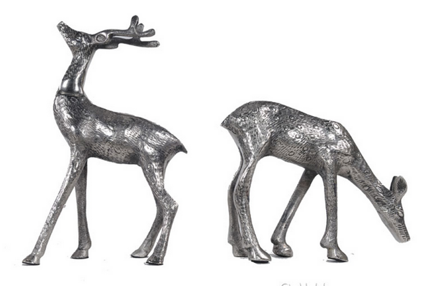 Solid Aluminum Stag and Doe Statues - 2-Piece Set