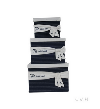 Anne Home Set of 3 Covered Fabric Storage Boxes