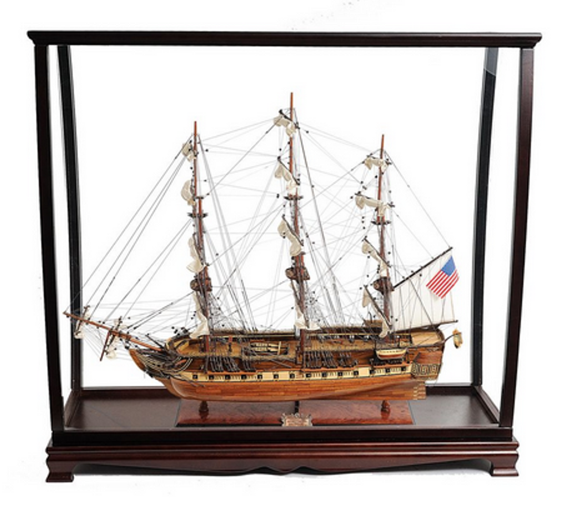 U.S.S. Constitution Large Wood Model Ship with Case
