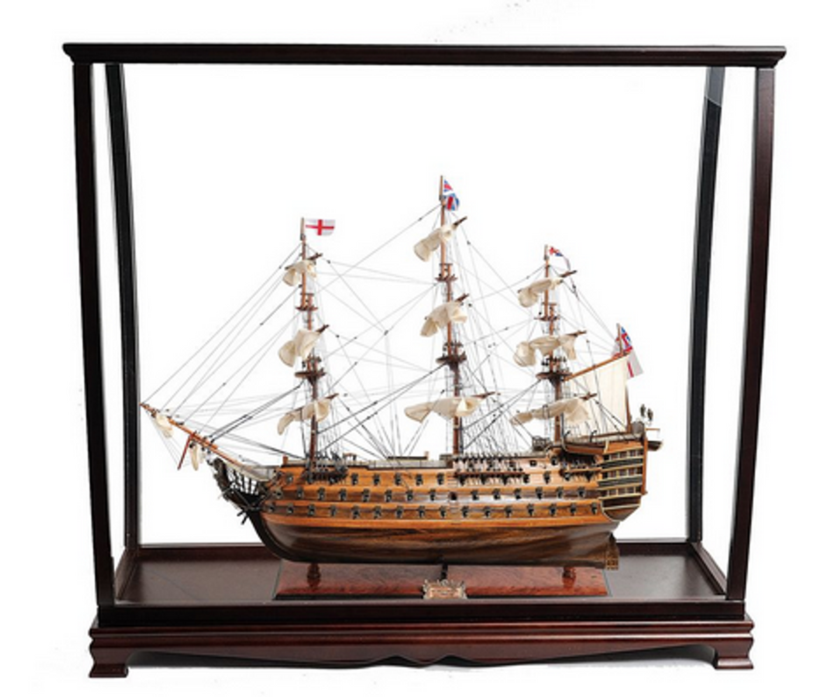 H.M.S. Victory Midsize Wood Model Ship with Display Case