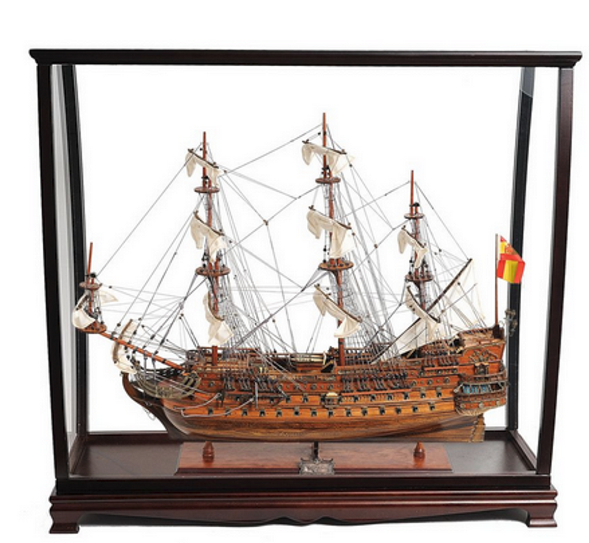 San Felipe Large Wood Model Ship with Tabletop Case