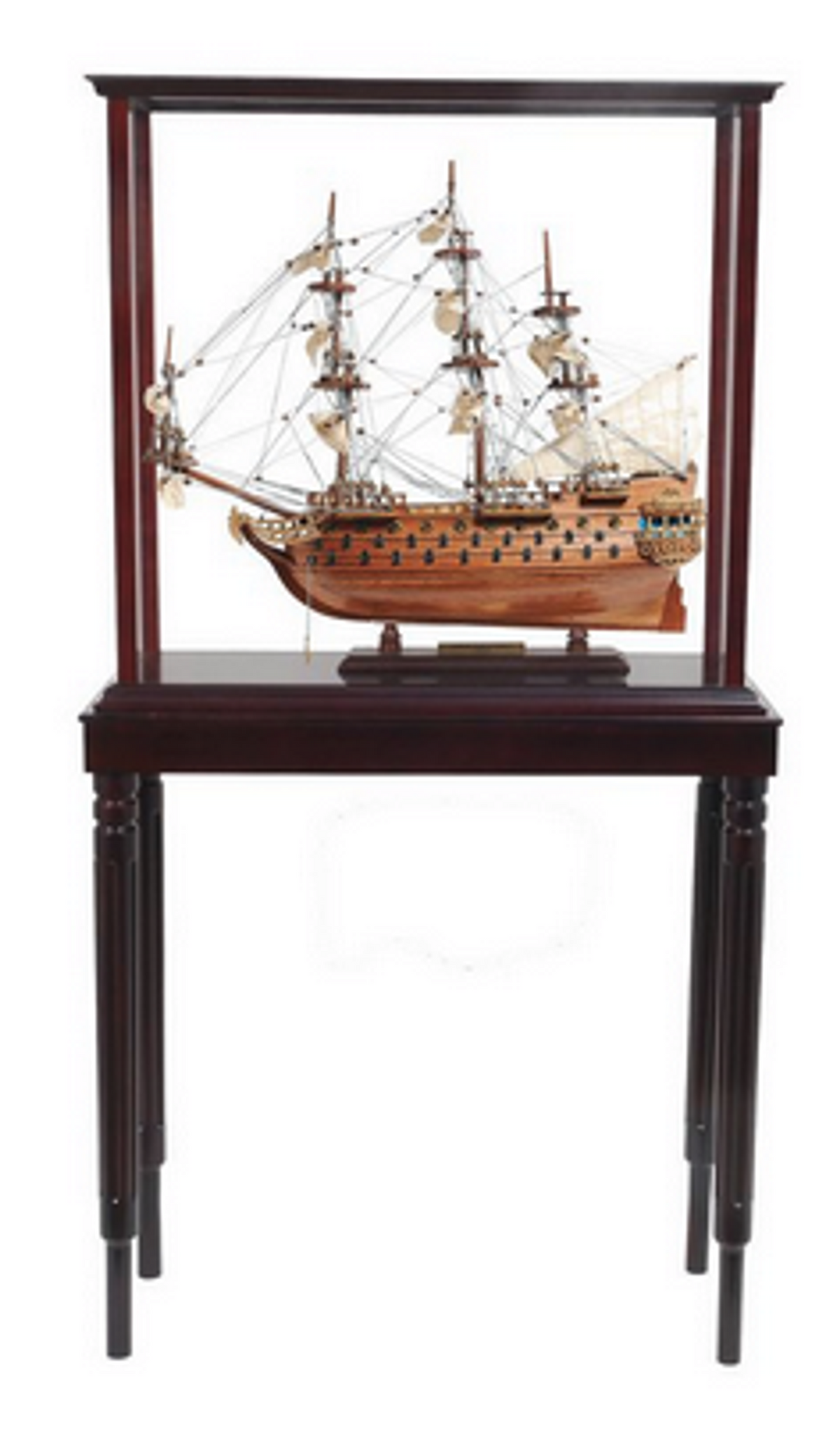 San Felipe Small Wood Model Ship with Floor Case