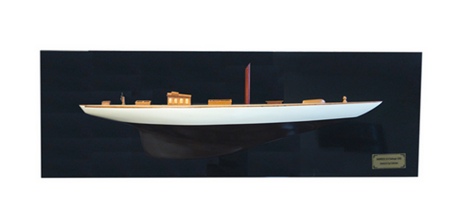 Painted Handmade Shamrock Half-Hull Model Yacht