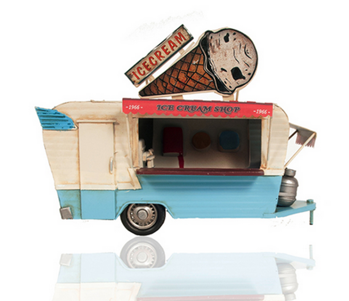 Handmade Tin 1966 Ice Cream Scale Model Truck