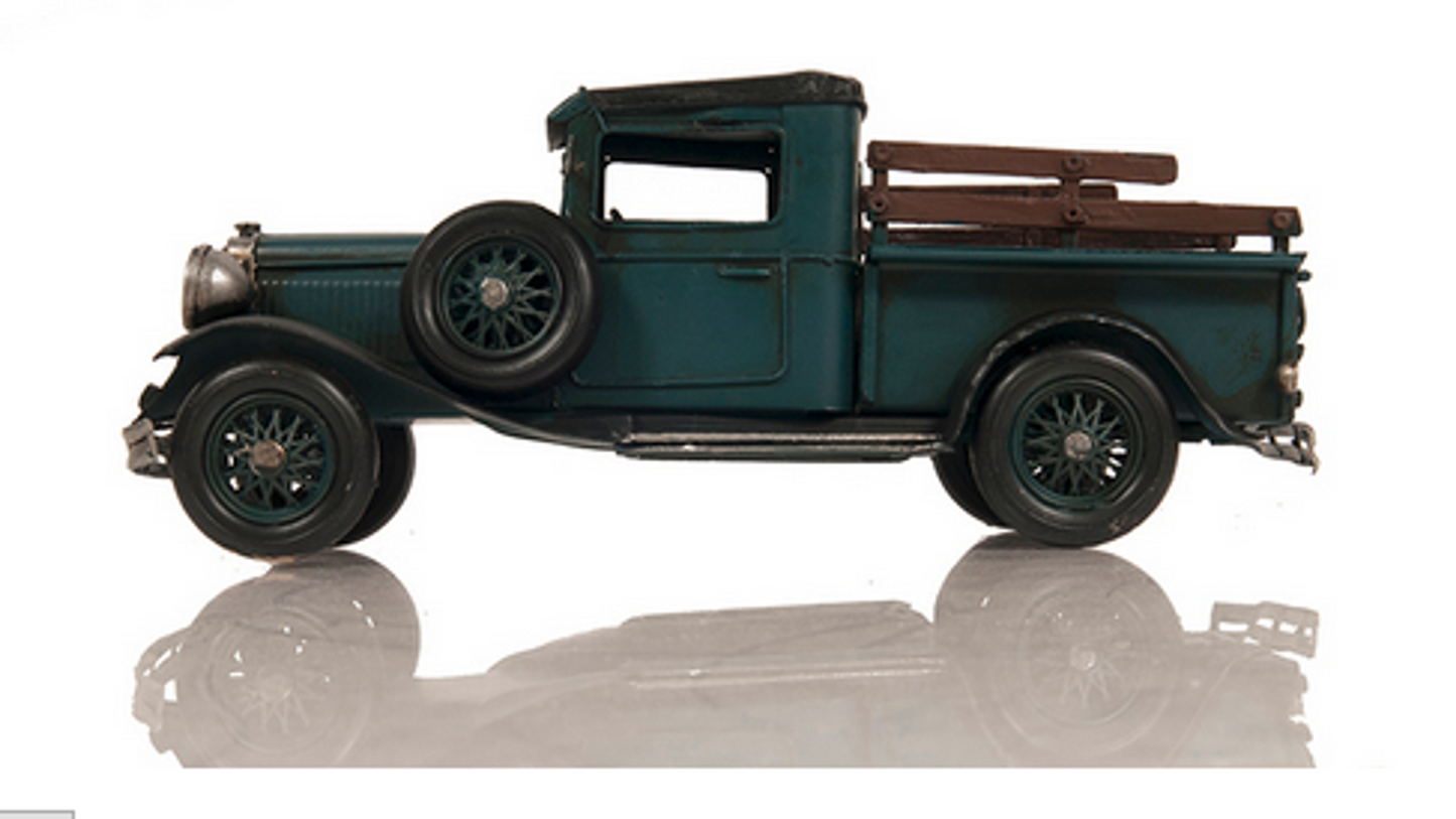Handmade Tin Vintage Ford Model A Scale Pickup Truck