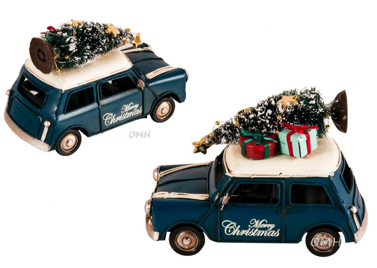 Handmade 1960s Mini Cooper Christmas Model Set of 2