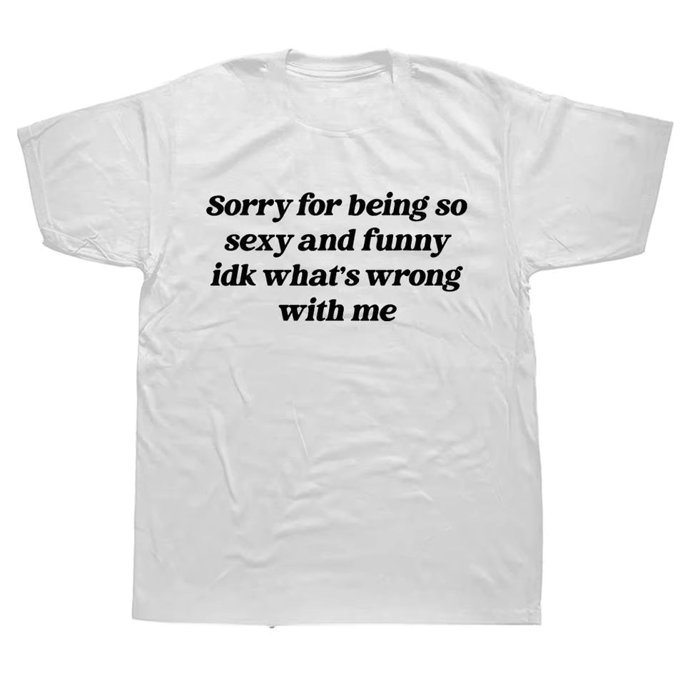 Funny Quote Oversized Cotton T-Shirt Casual Short Sleeve Top