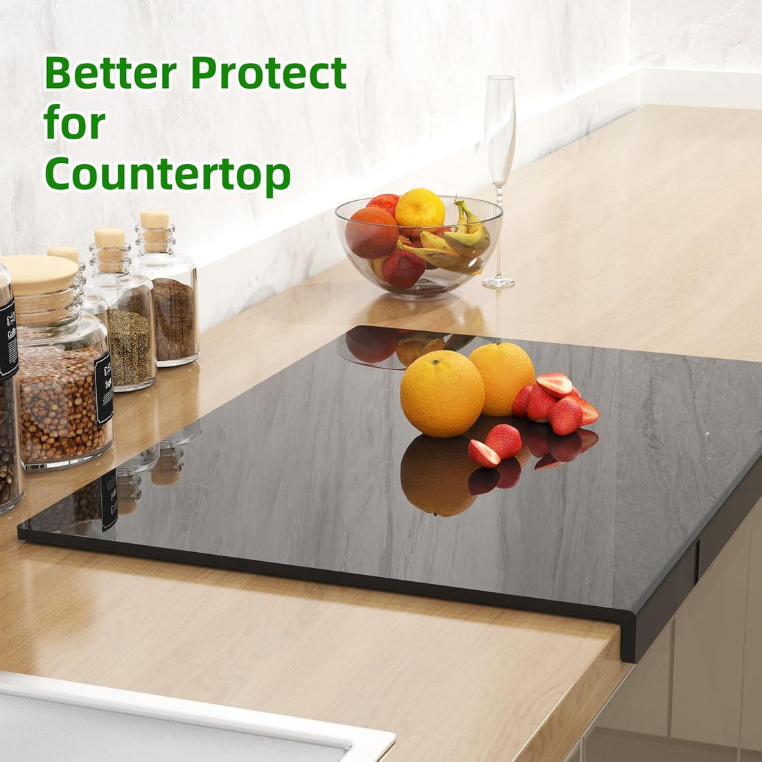 Food-Grade Acrylic Cutting Board, Reversible Anti-Mildew Fruit Vegetable Chopping Mat with Bent Edge for Kitchen Counter