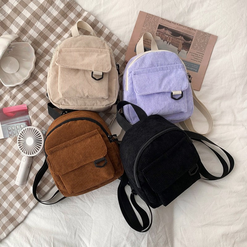 Women's corduroy mini backpack, size reference
