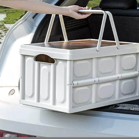 Camping Storage Box with Wooden Lid