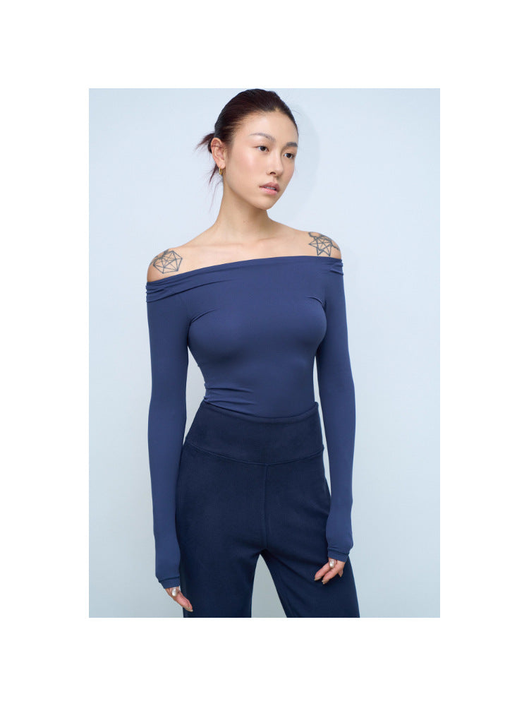 Women's Cotton Jersey Off-Shoulder Long Sleeve Top