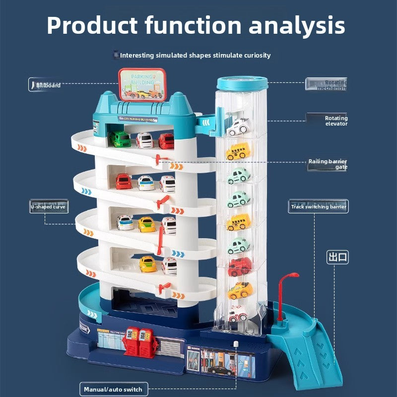 Childrens Parking Garage Toy Set with Cars