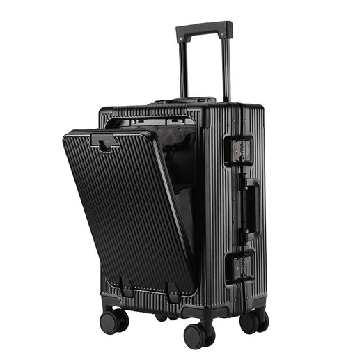 Front Opening Aluminum Frame Luggage Case with USB Charging