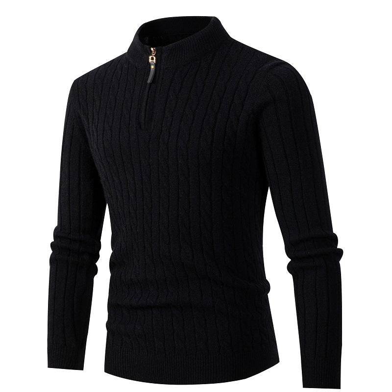 Men's Half-Zip Cable Knit Sweater Long Sleeve Pullover