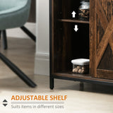 Interior adjustable shelving inside the buffet cabinet