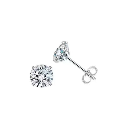 Cubic Zirconia Stainless Steel Ear Studs