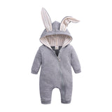 Baby Rabbit Ear Hooded Jumpsuit Cotton Romper