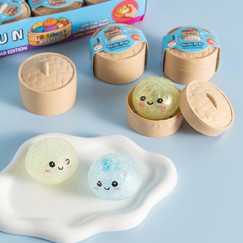 Cartoon Smiley Face Bun Shaped TPR Stress Relief Squishy Toy