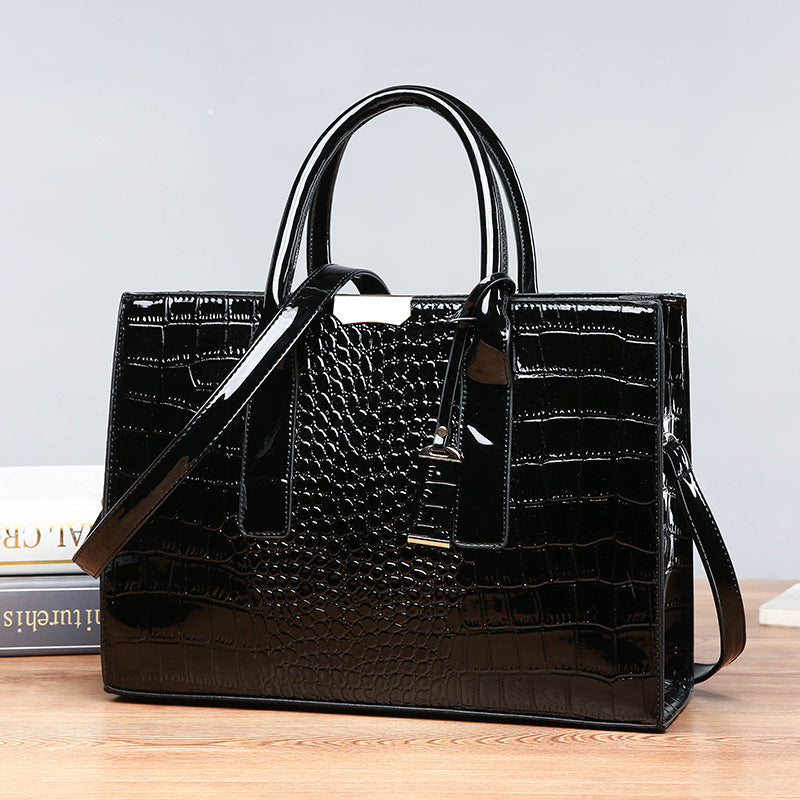 Womens Crocodile Pattern Shoulder Tote Bag